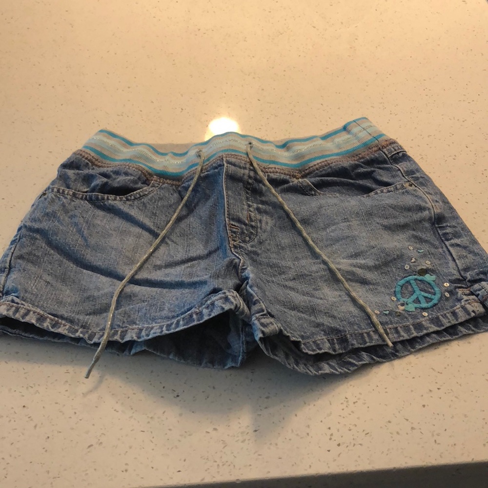 Girls denim stretch waist shorts size 12